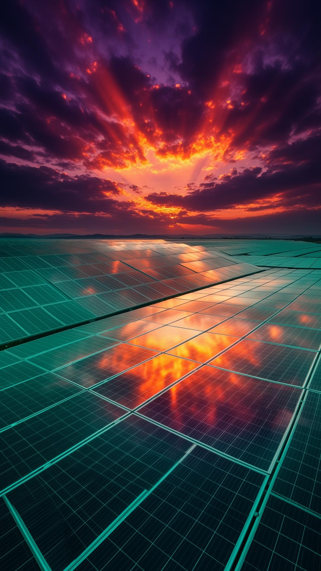 Solar farm at twilight